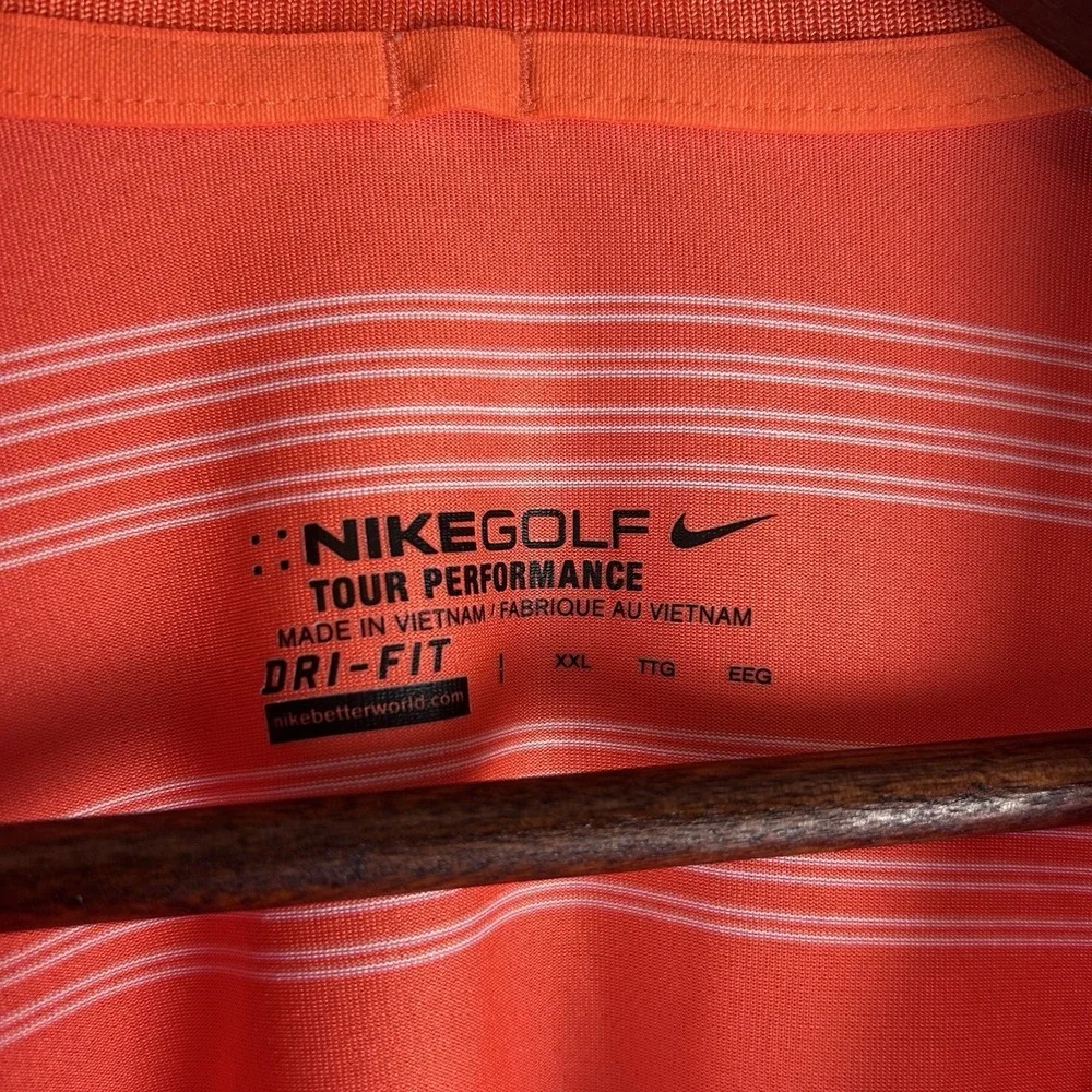 Nike Tour Performance Golf Polo Shirt Mens XXL Short Sleeve Dri Fit Orange White